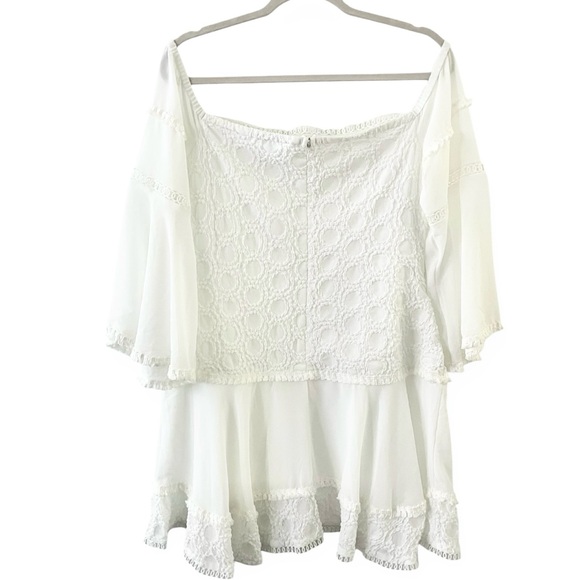 Venus women’s chiffon off the shoulder drop waist boho bell sleeve circle mini - Picture 2 of 8